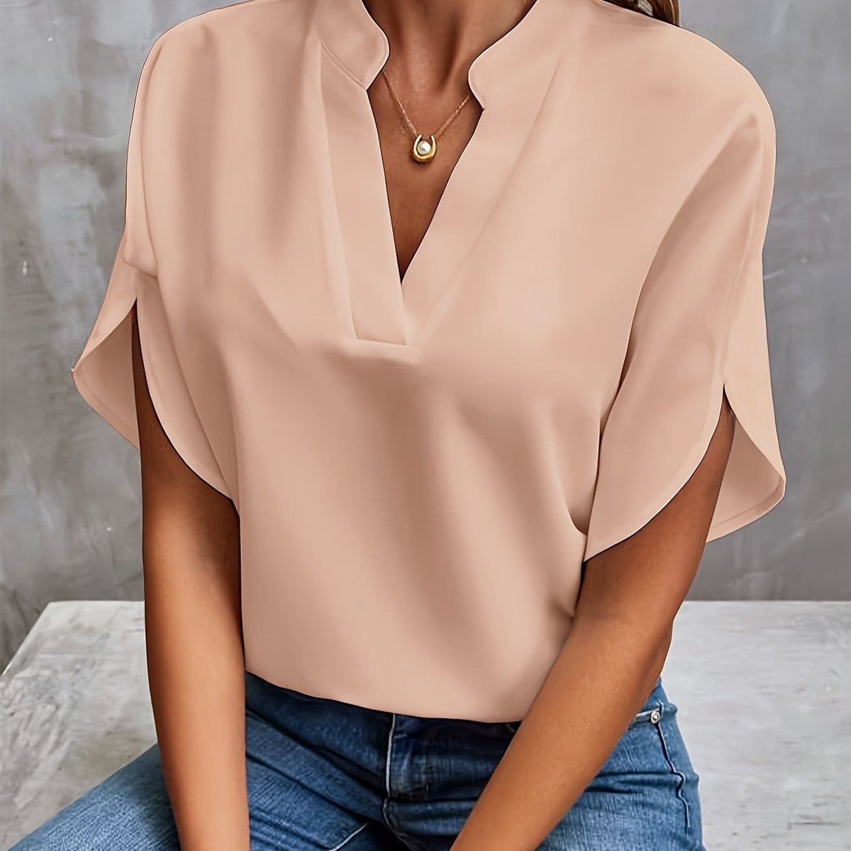Elspeth draped linen shirt - styled view