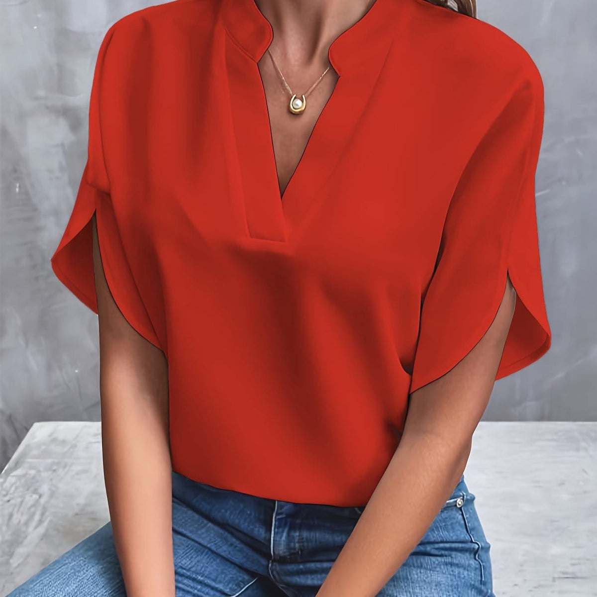 Elspeth draped linen shirt - styled view