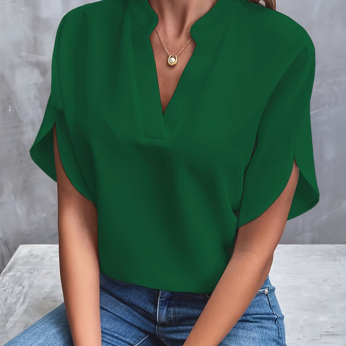Elspeth draped linen shirt - styled view