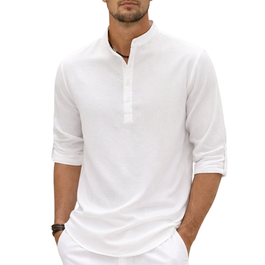 Emeric linen polo shirt - front view