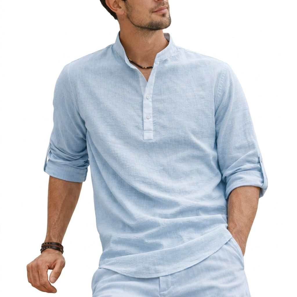 Emeric linen polo shirt - side view