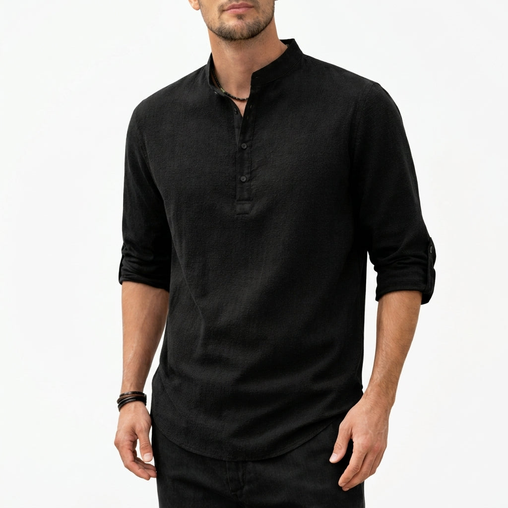 Emeric linen polo shirt - back view