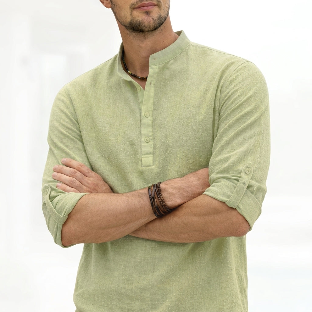 Emeric linen polo shirt - detail view