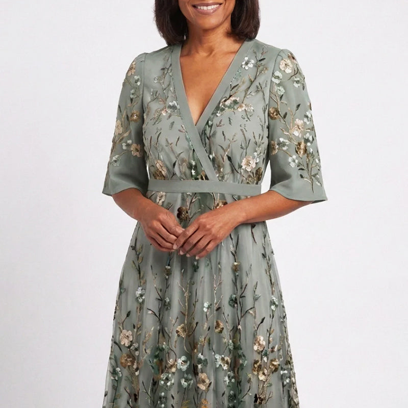 Emmy embroidered V neck maxi dress - styled outfit