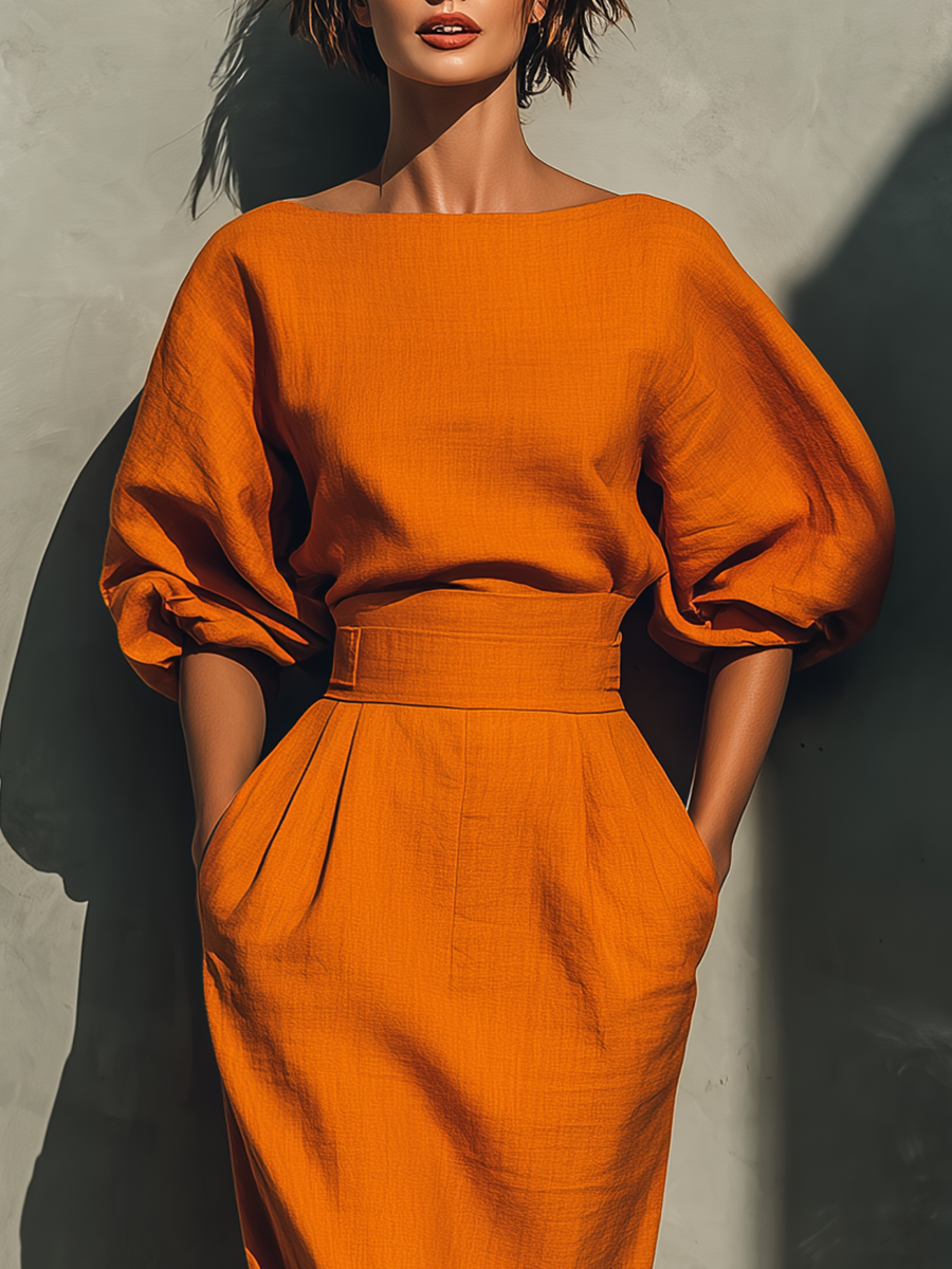 Naomi | Women's Boat Neck Midi Dress