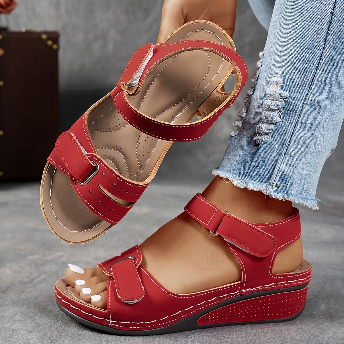 Evadne orthopaedic strap sandals - side view