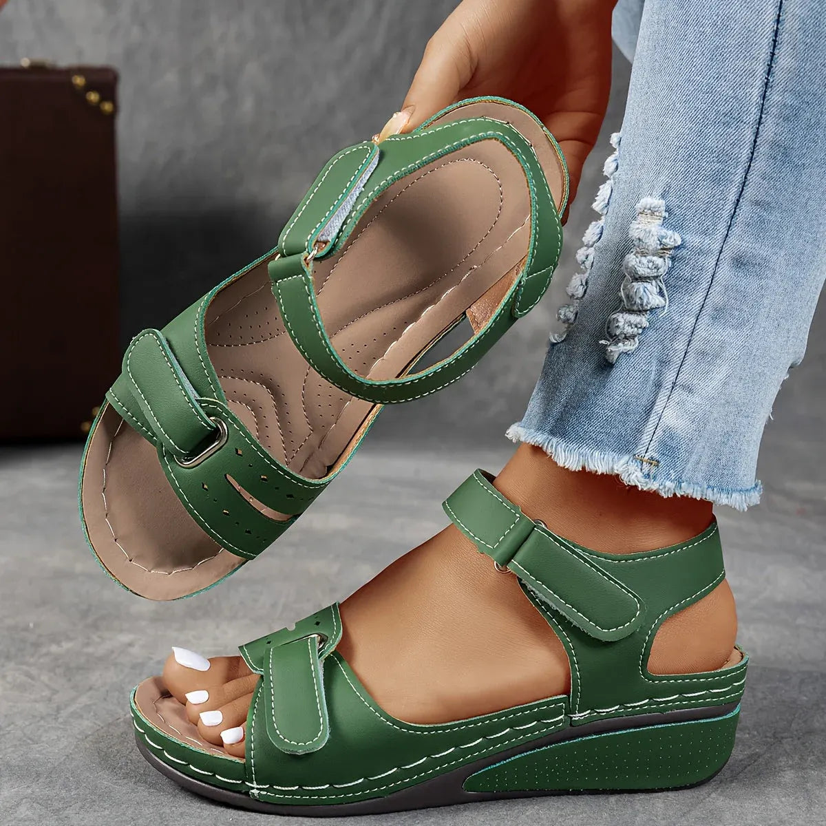 Evadne orthopaedic strap sandals - back view
