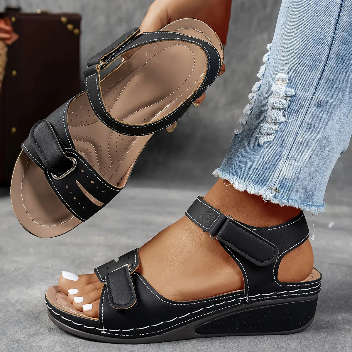 Evadne orthopaedic strap sandals - detail view