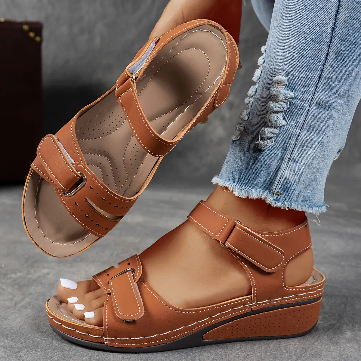 Evadne orthopaedic strap sandals - styled view