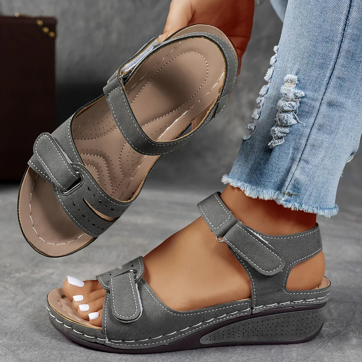 Evadne orthopaedic strap sandals - styled view