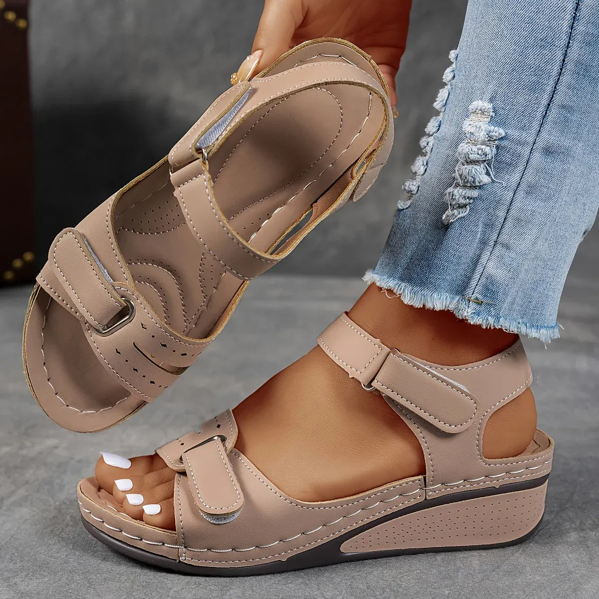Evadne orthopaedic strap sandals - styled view