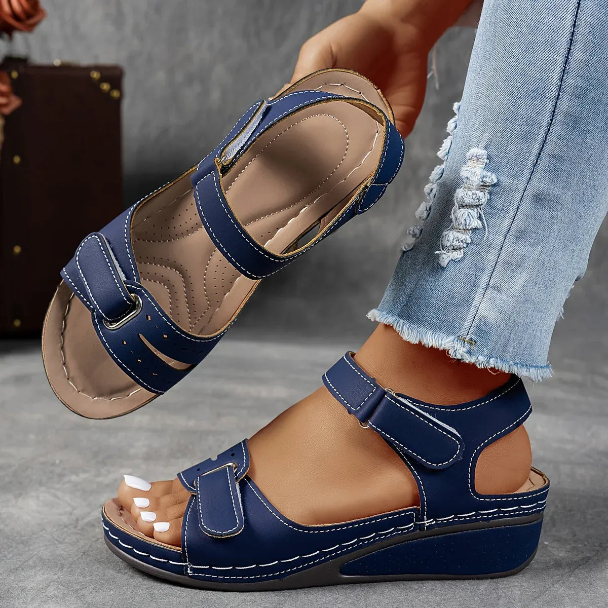 Evadne orthopaedic strap sandals - styled view