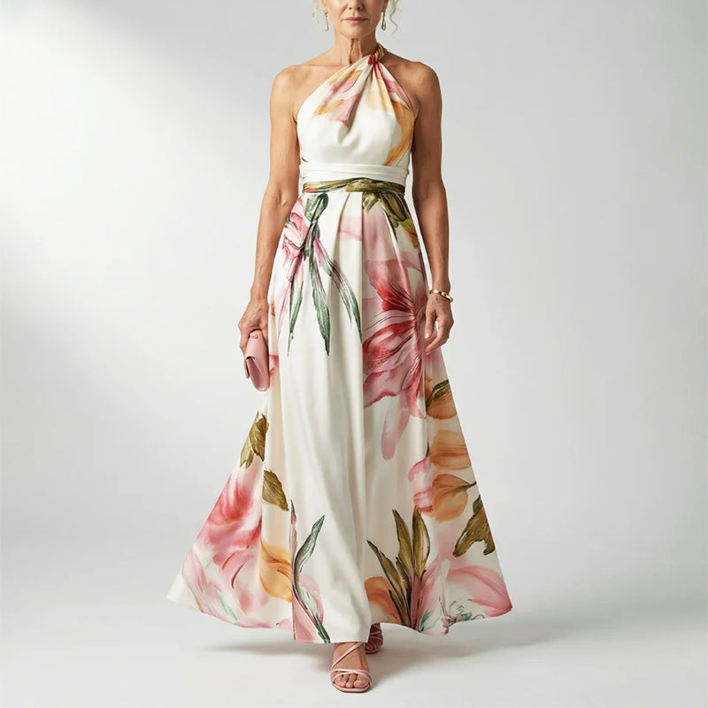 Fanny floral halter maxi dress - front view