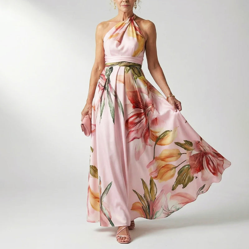 Fanny floral halter maxi dress - back view