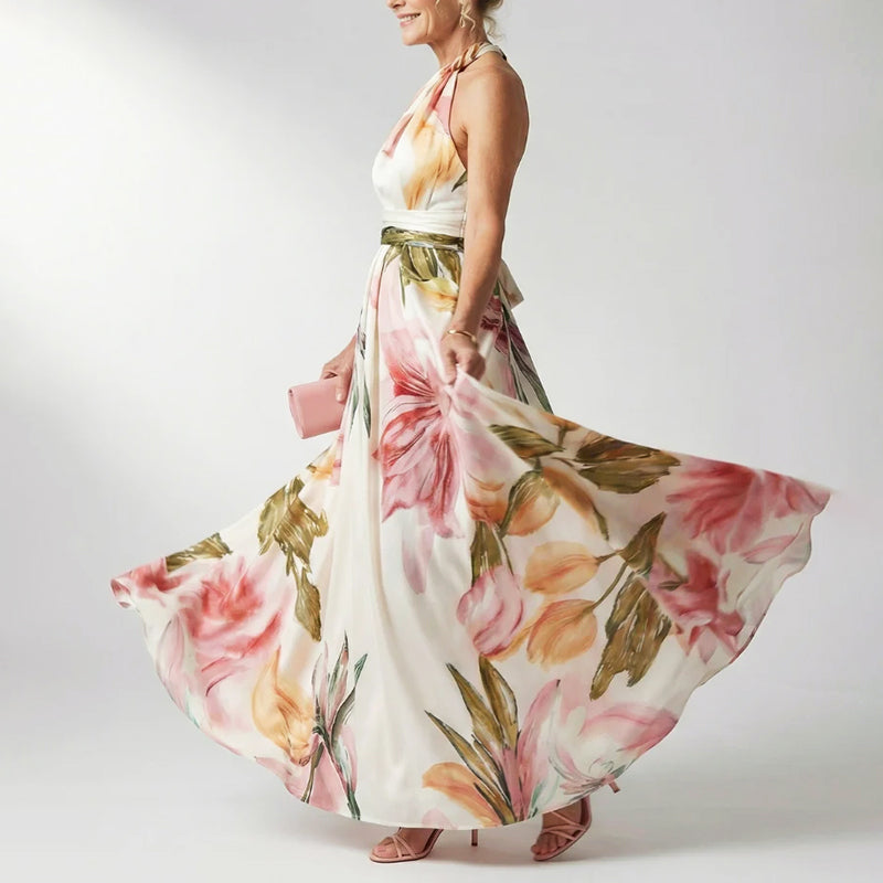Fanny floral halter maxi dress - styled outfit