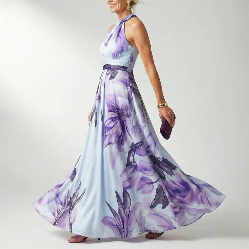 Fanny floral halter maxi dress - close up