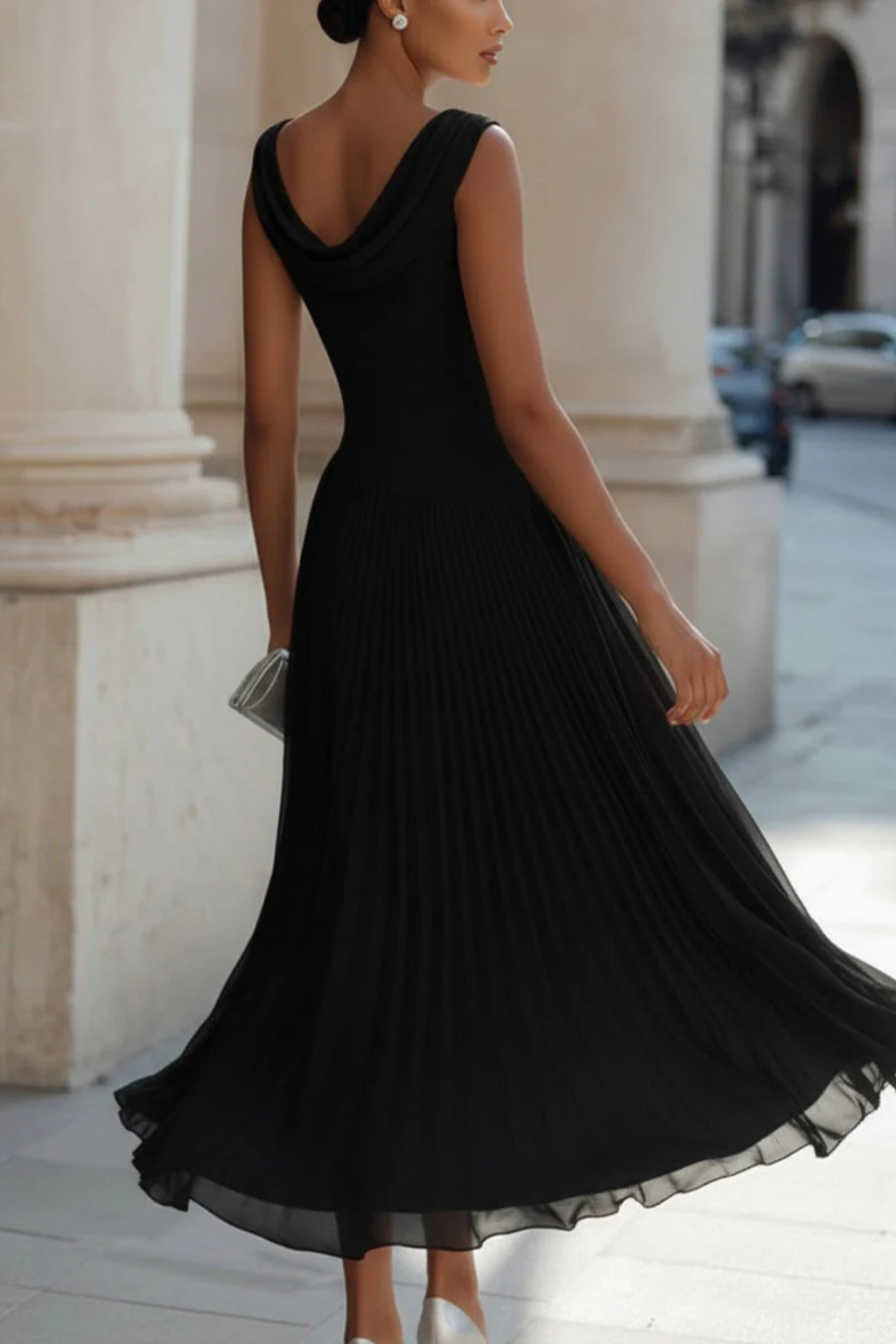Felicia sleeveless pleated midi dress - additional angle