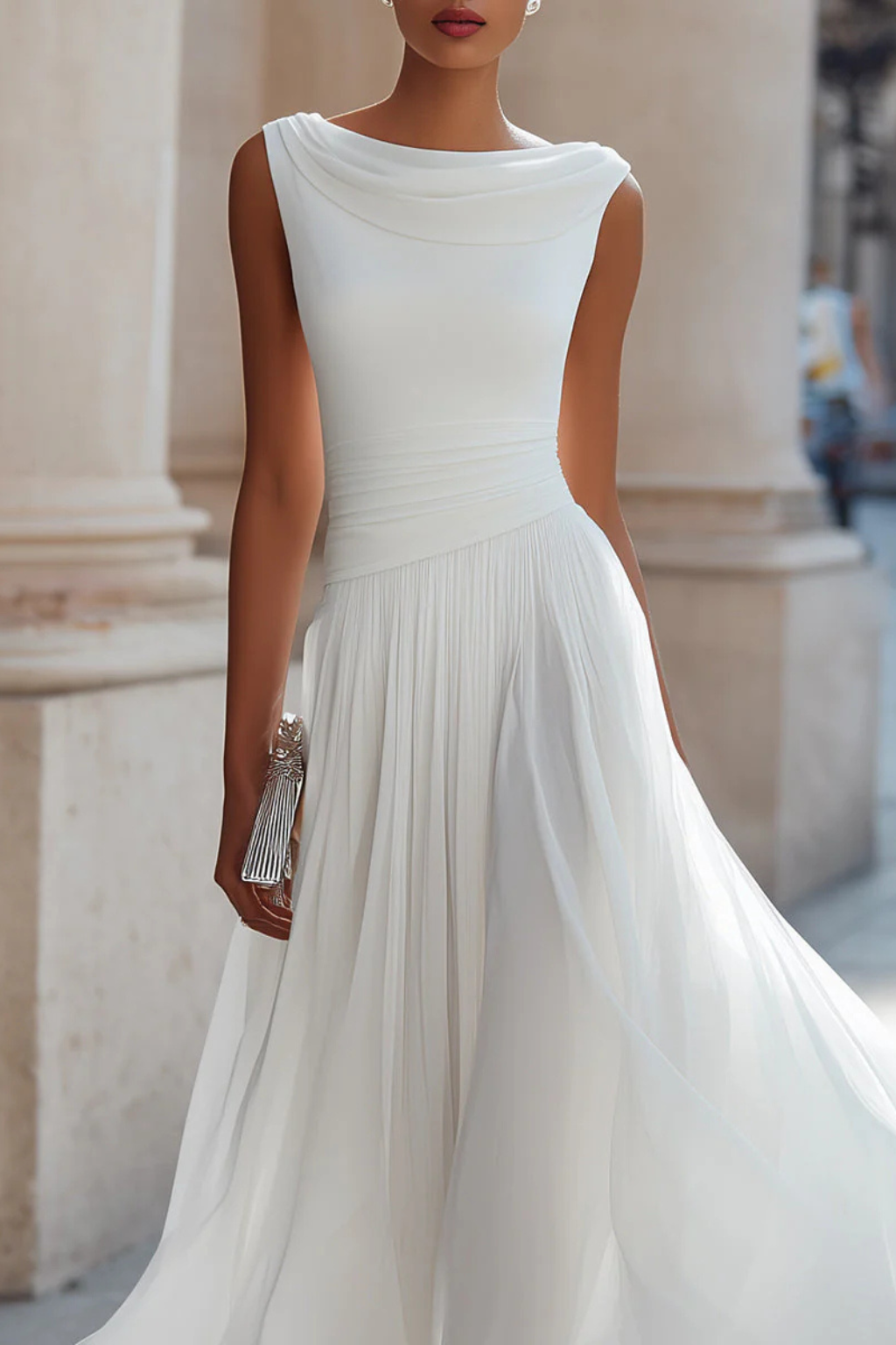Felicia sleeveless pleated midi dress - side view