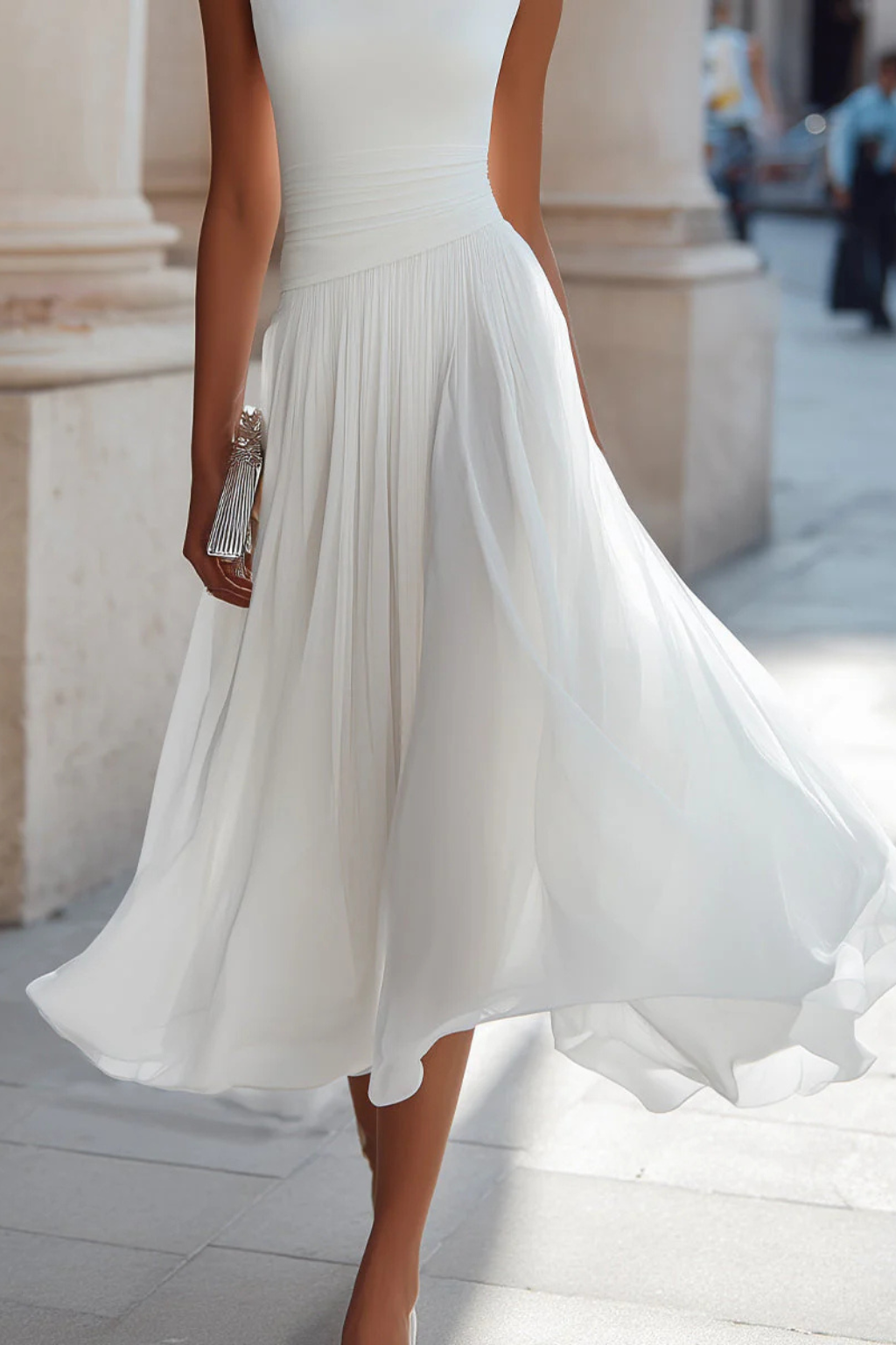 Felicia sleeveless pleated midi dress - color option