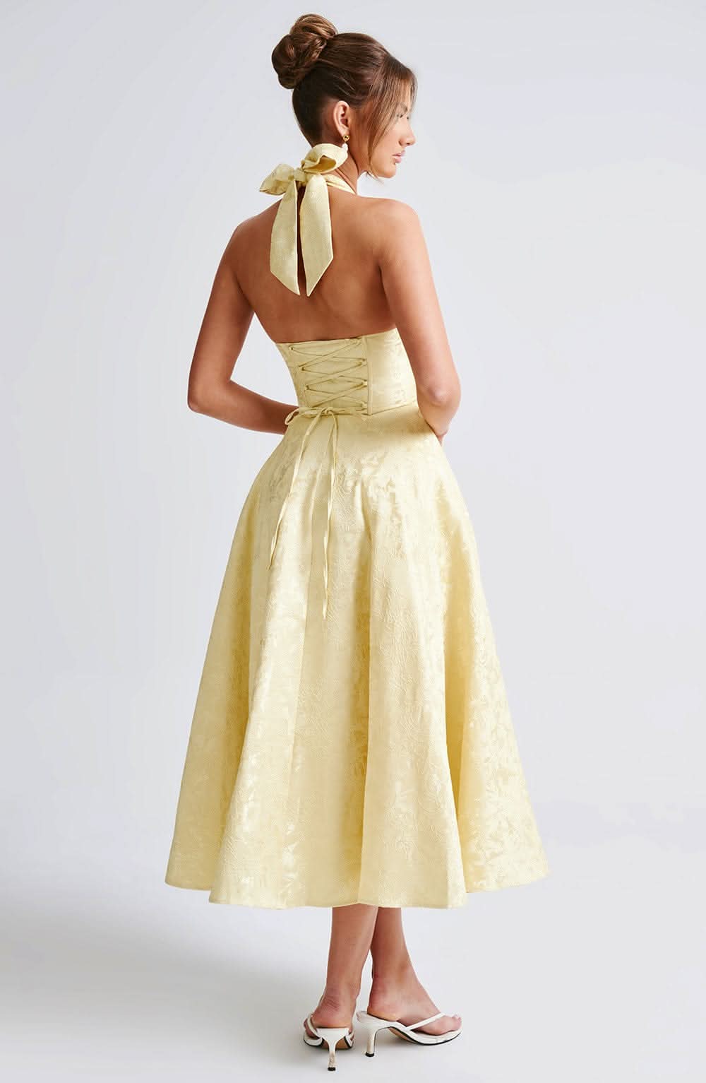 Fernanda halter wedding guest midi dress - colour White