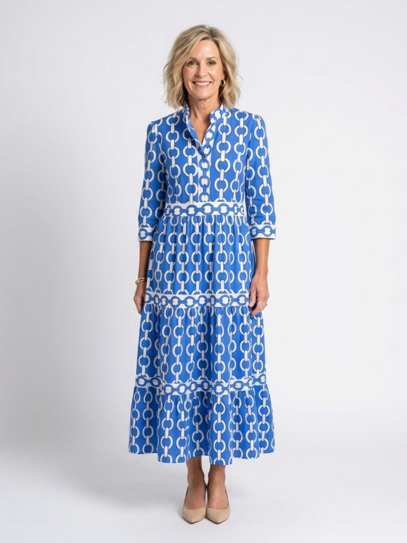 Gerda chain print midi dress - front view