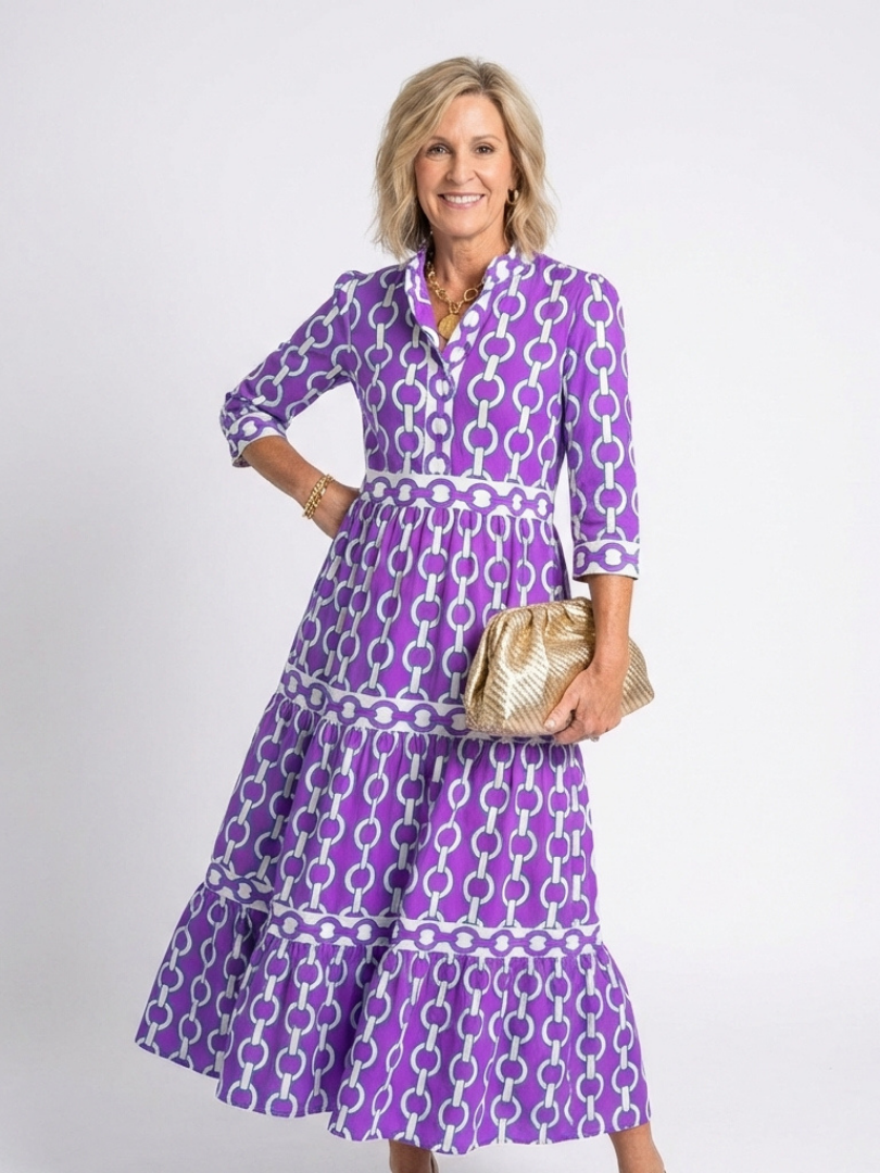 Gerda chain print midi dress - full look