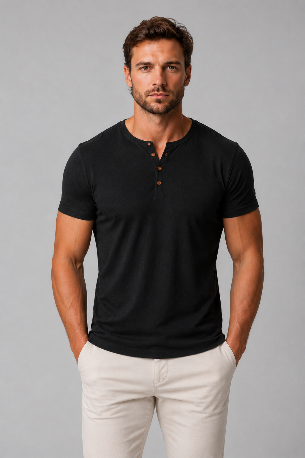 Gideon slim-fit henley - styled view
