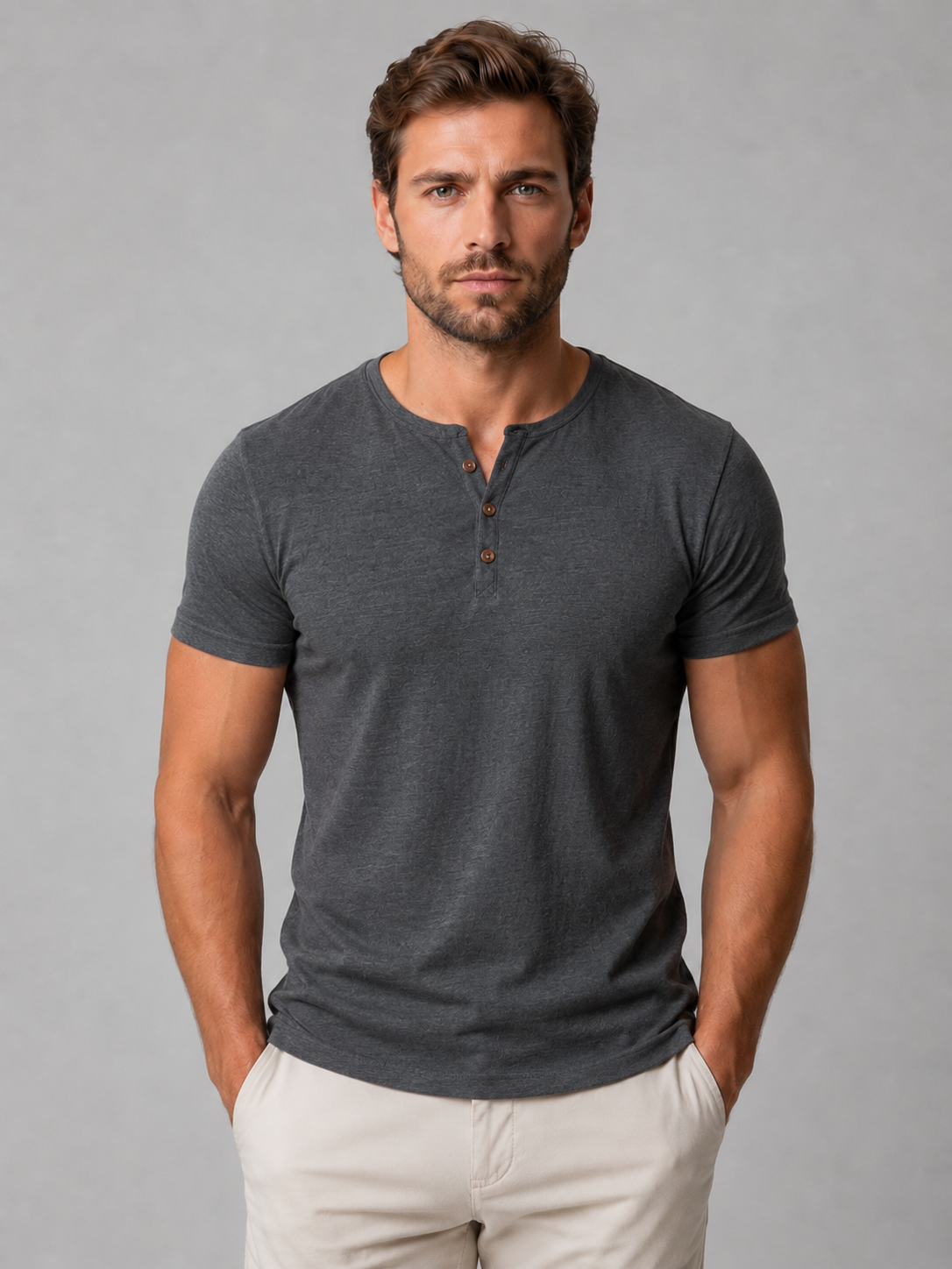 Gideon slim-fit henley - styled view