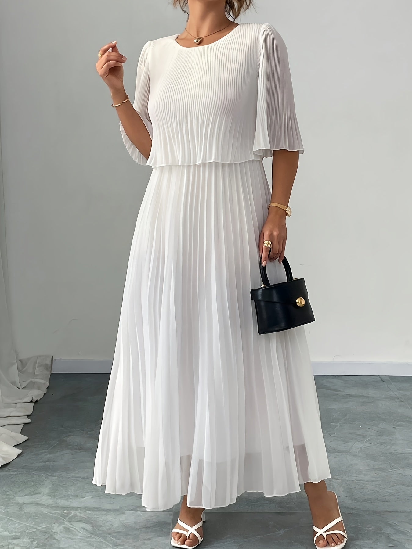 Harriet chiffon a-line maxi dress - side view