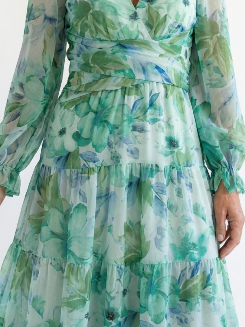 Hedda V neck floral maxi dress - side view