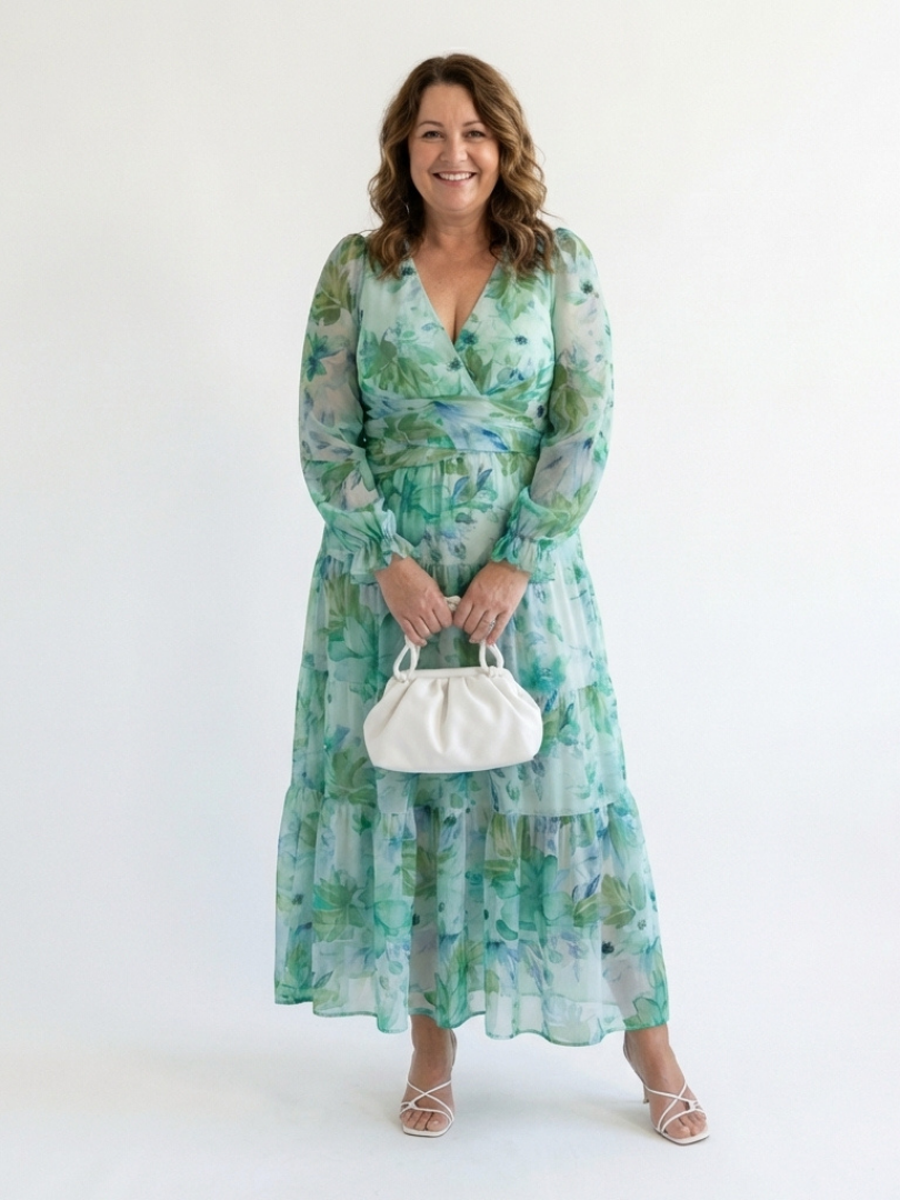 Hedda V neck floral maxi dress - back view