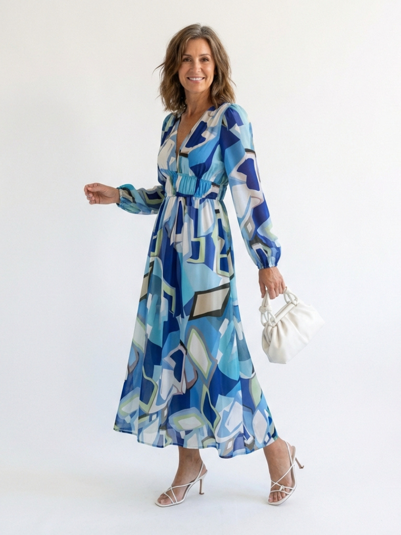 hedda V neck floral maxi dress - close up