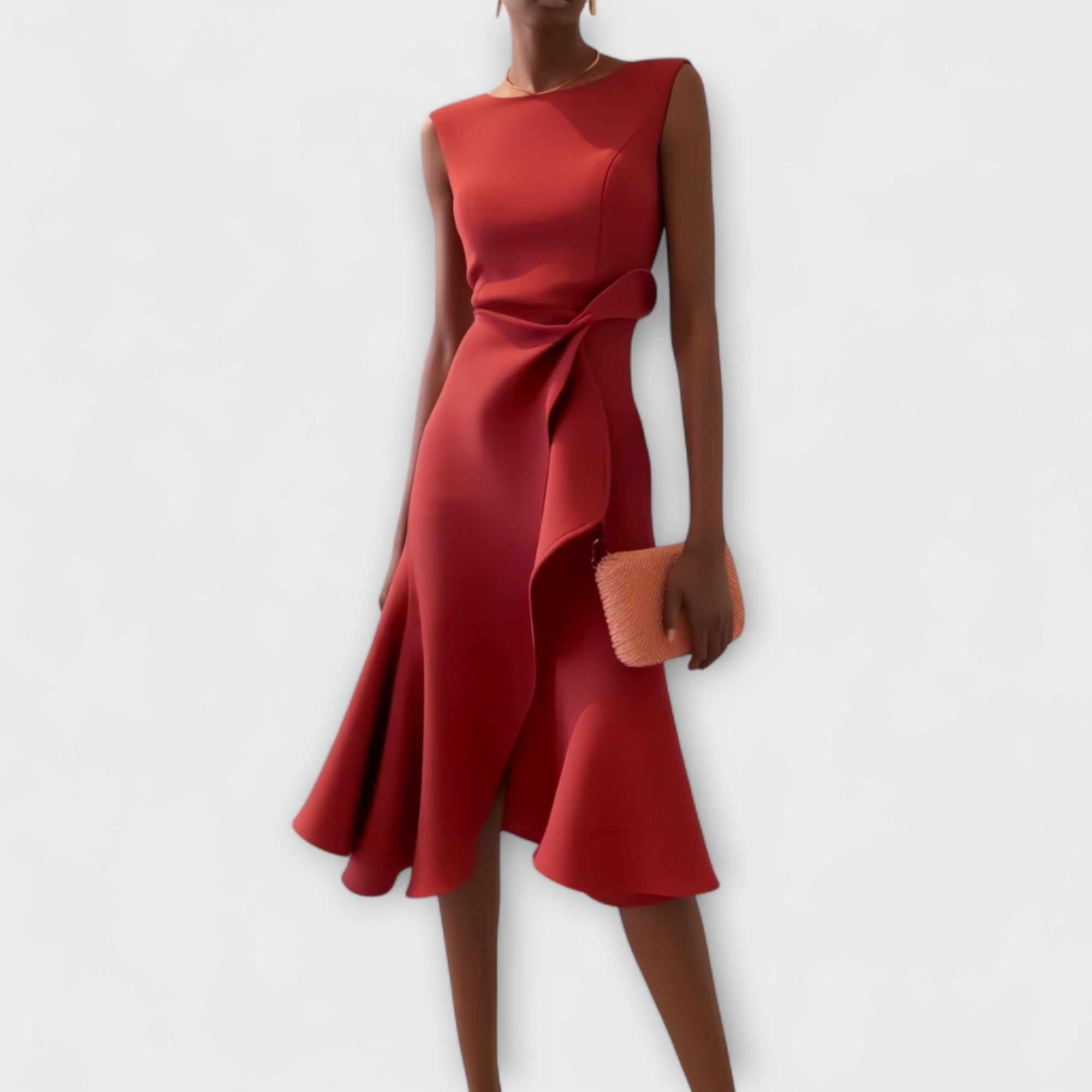 Hedwig ruffle midi cocktail dress - front view