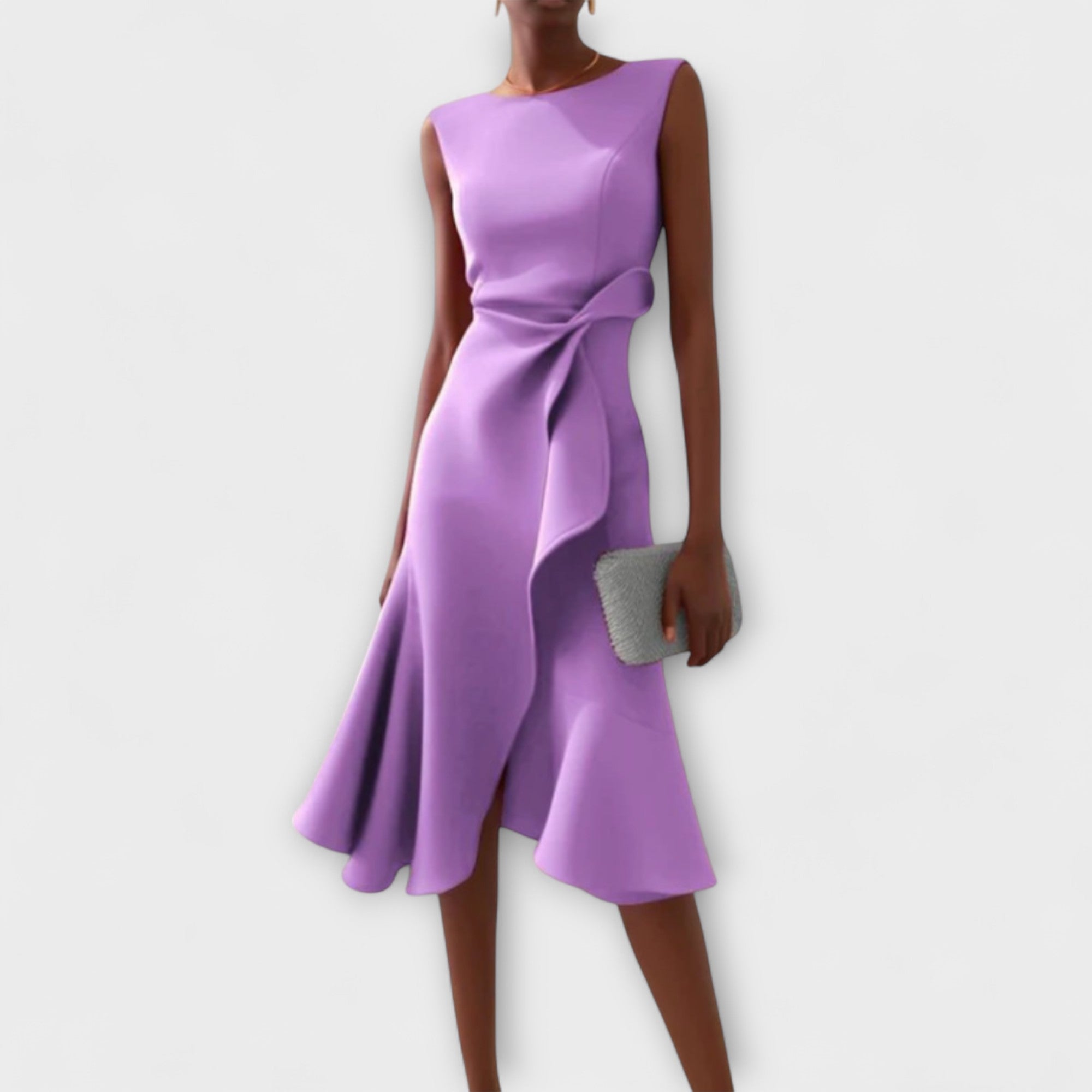 Hedwig ruffle midi cocktail dress - close up