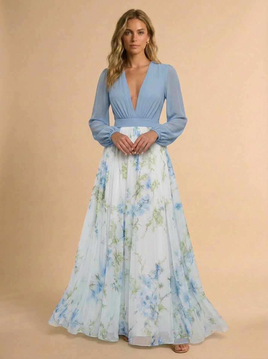 Helen long sleeve floral maxi dress - front view