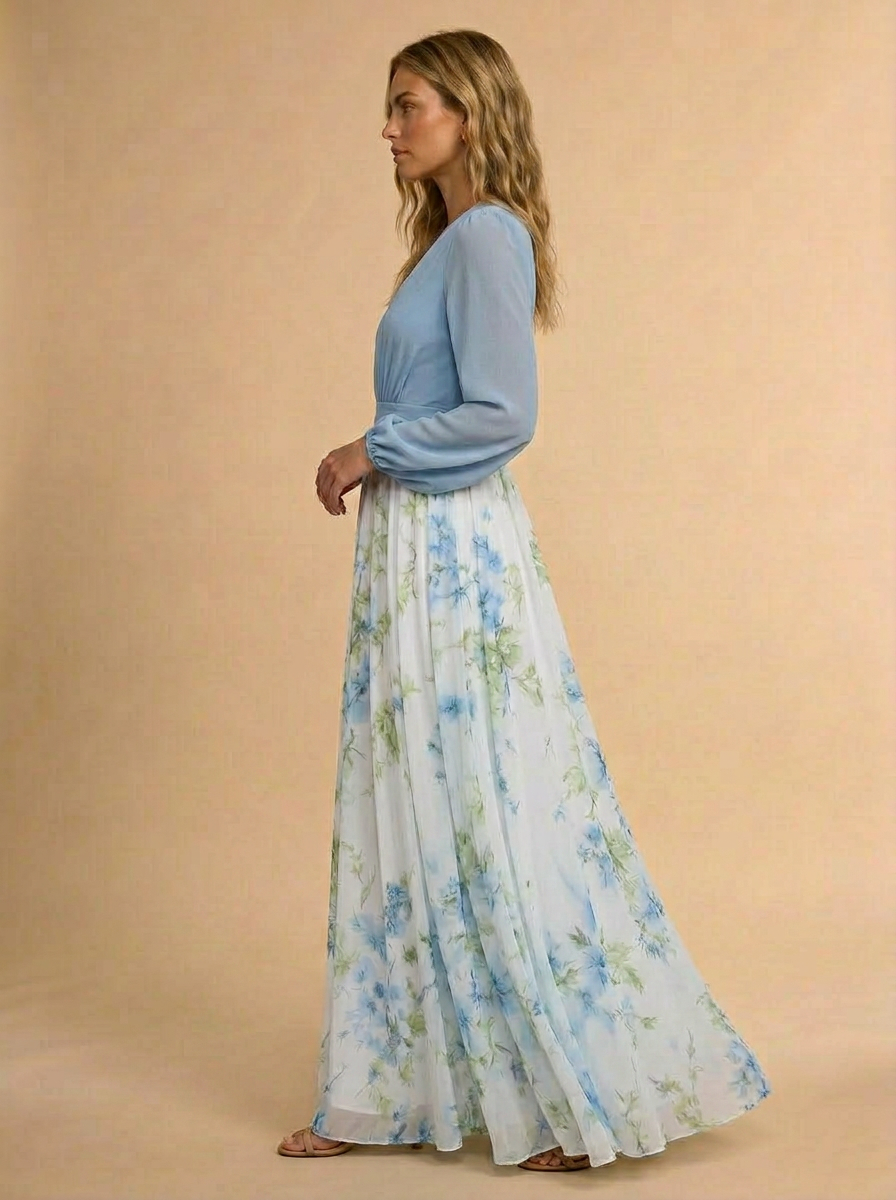 Helen long sleeve floral maxi dress - side view