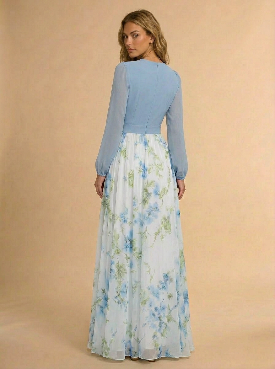 Helen long sleeve floral maxi dress - back view