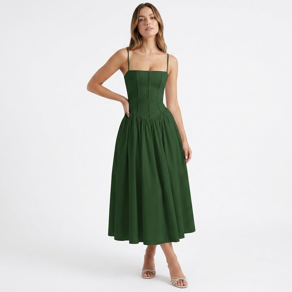 Henrietta corset wedding guest midi dress - front view