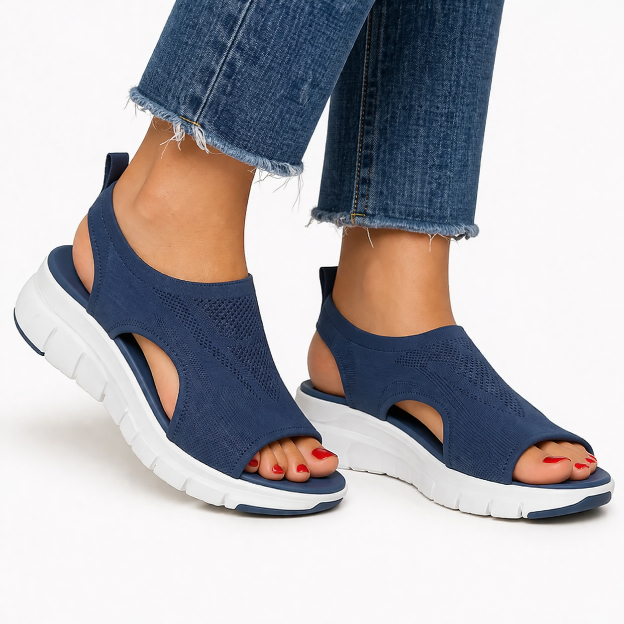 Idalia orthopedic slip-on walking shoes - color Navy