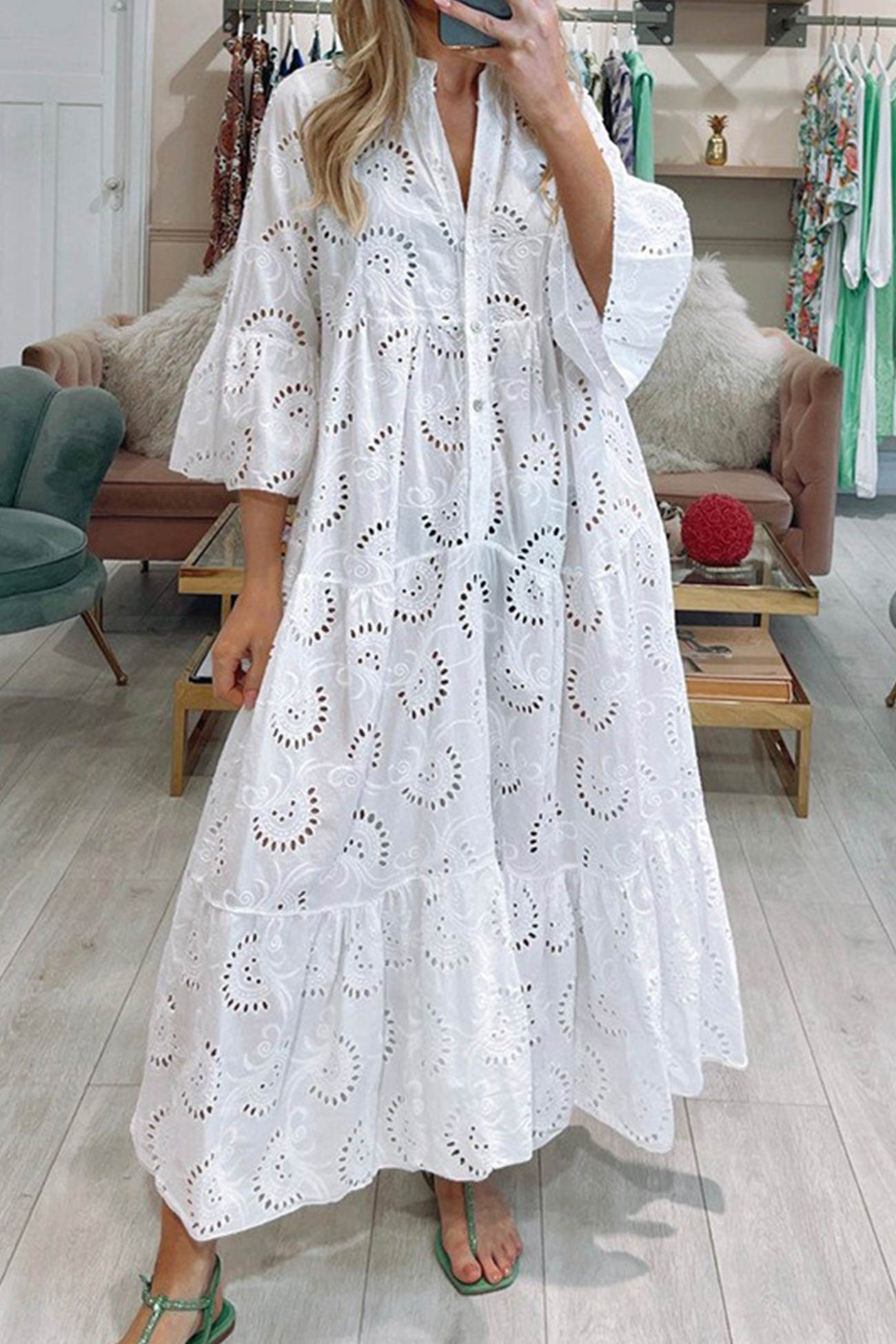 Irma eyelet embroidered maxi dress - front view
