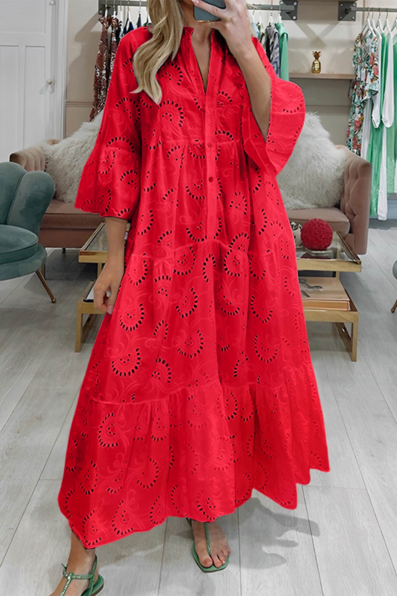 Irma eyelet embroidered maxi dress - side view