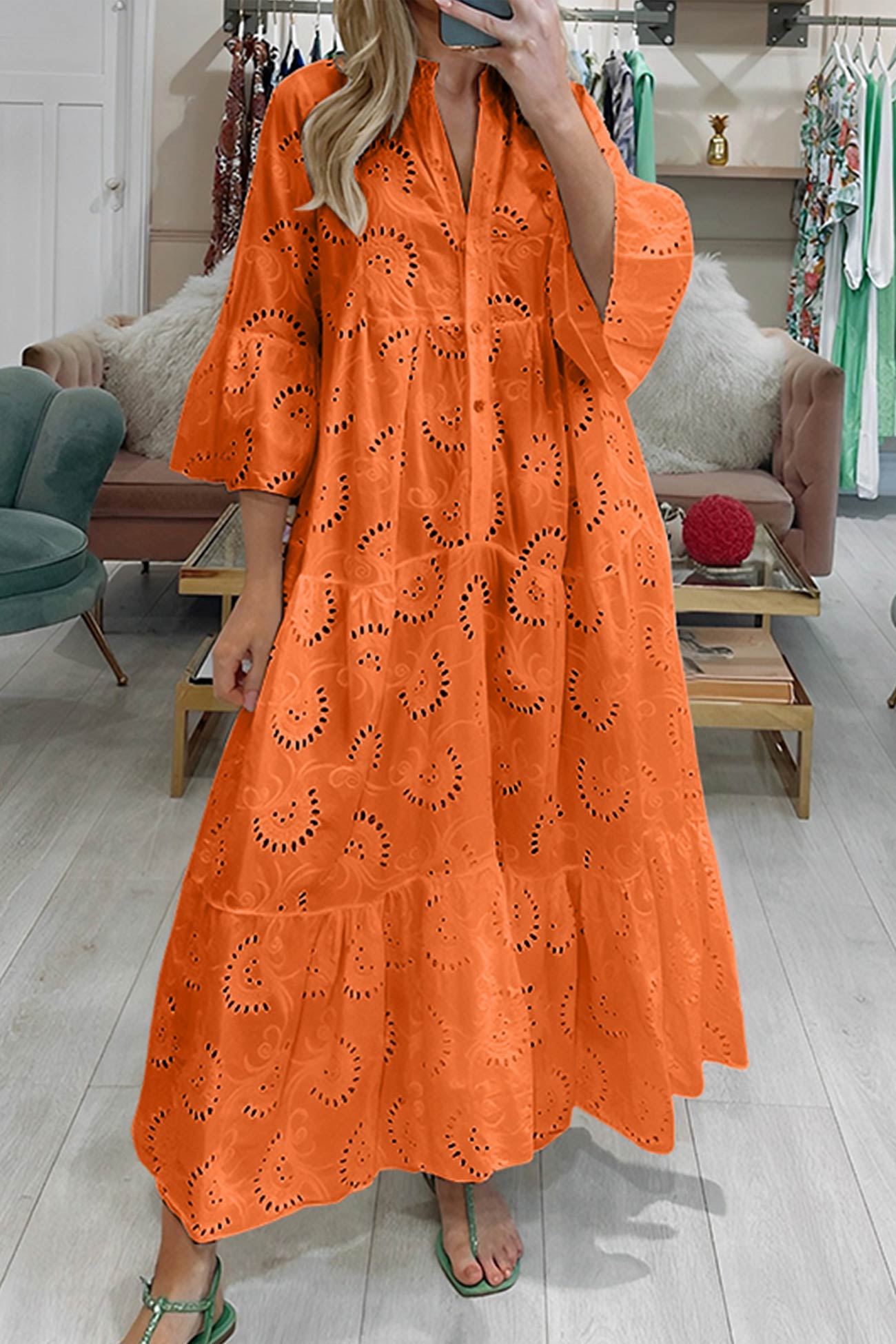 Irma eyelet embroidered maxi dress - back view
