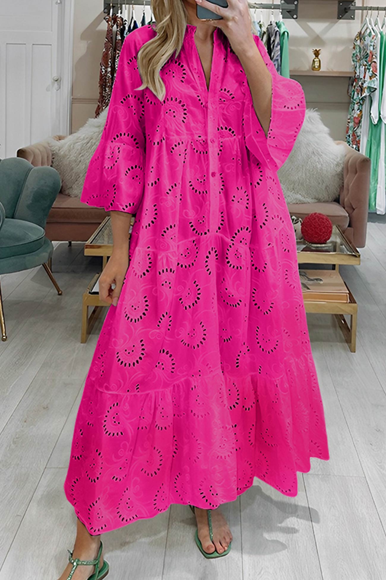 Irma eyelet embroidered maxi dress - styled outfit