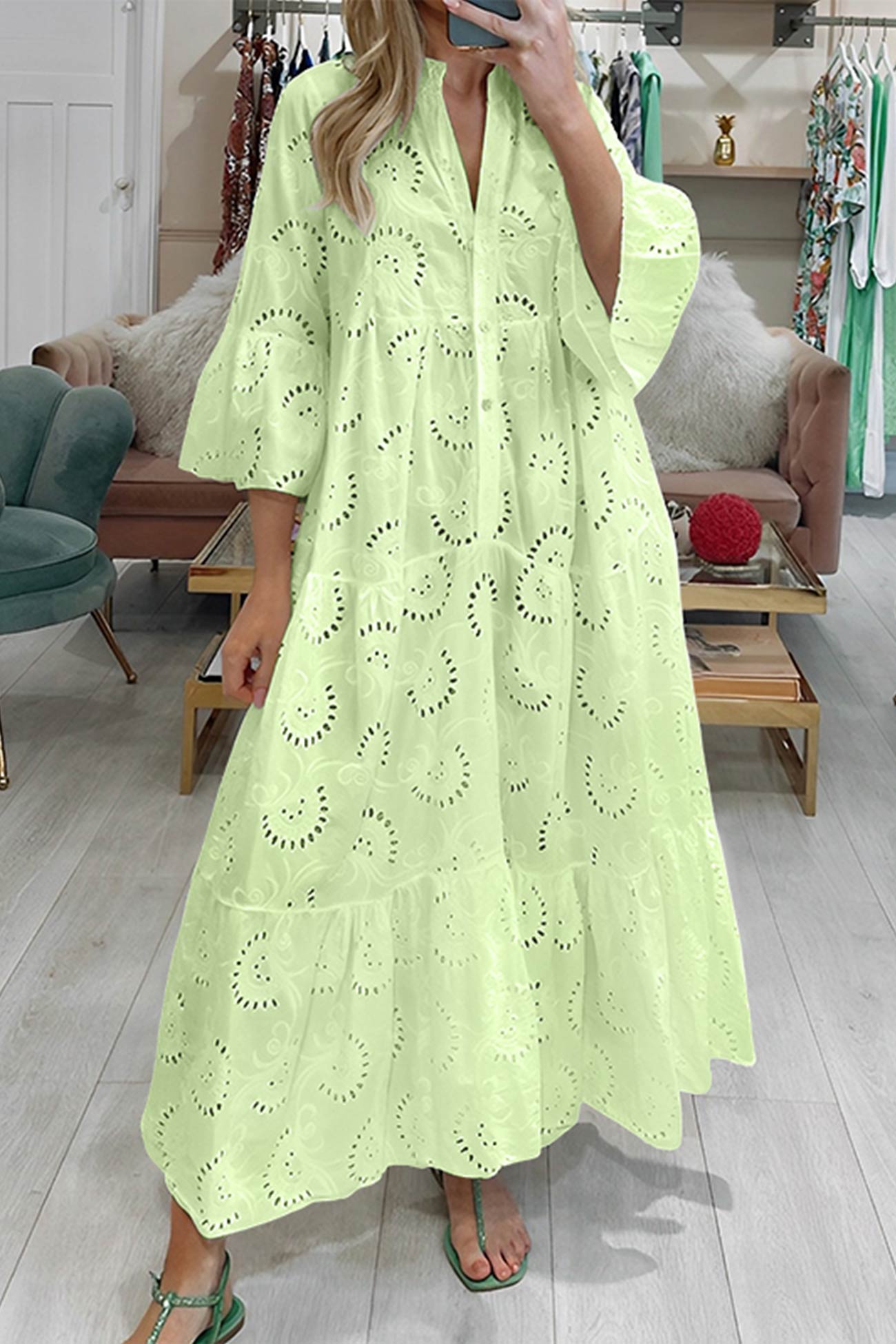 Irma eyelet embroidered maxi dress - full look