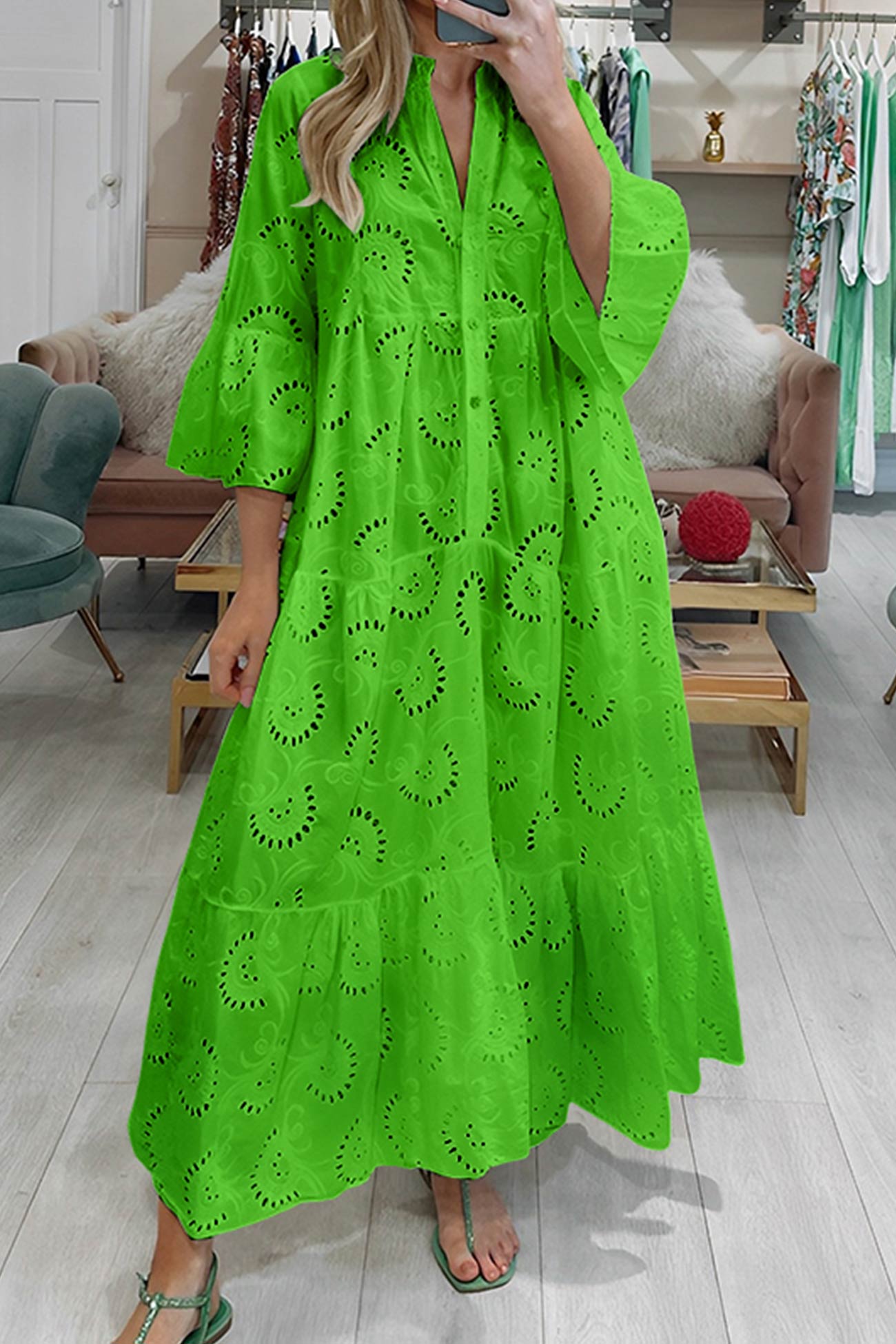 Irma eyelet embroidered maxi dress - additional angle 1