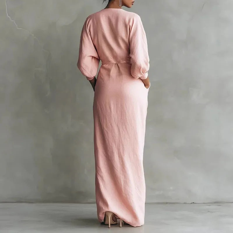 Isadora V neck wrap maxi dress - side view
