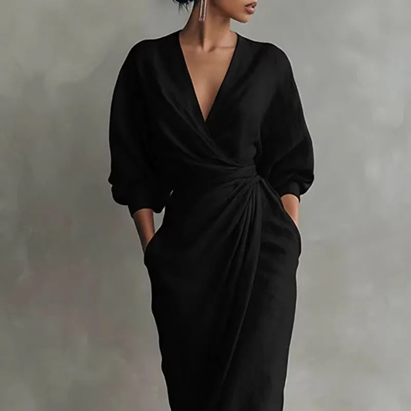 Isadora V neck wrap maxi dress - styled outfit