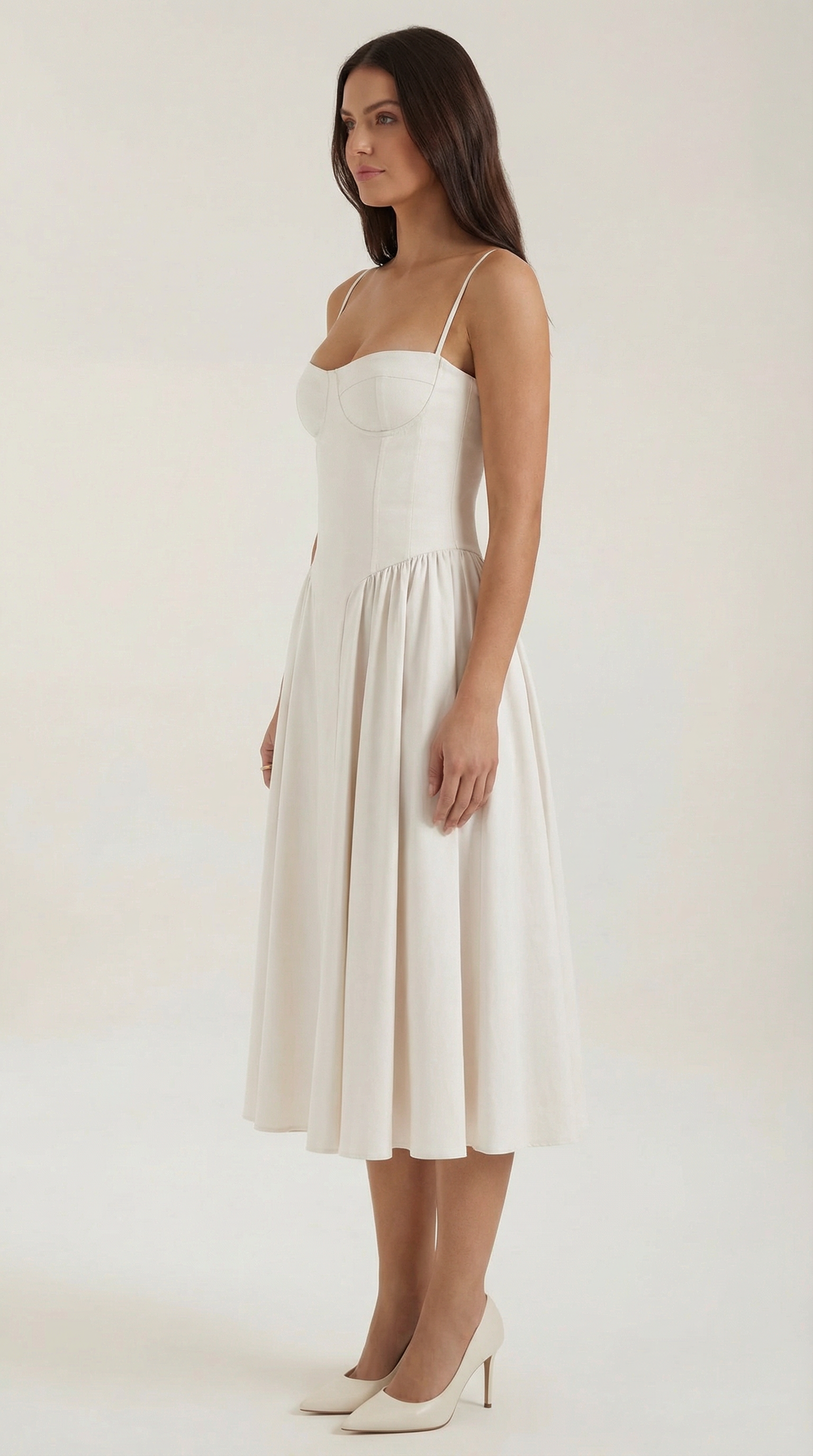 Isolde floral corset wedding guest midi dress - styled outfit 1