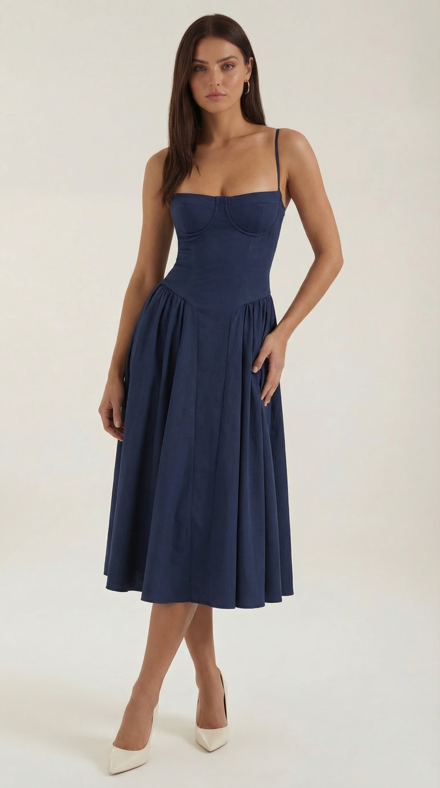 Isolde floral corset wedding guest midi dress - detail 2