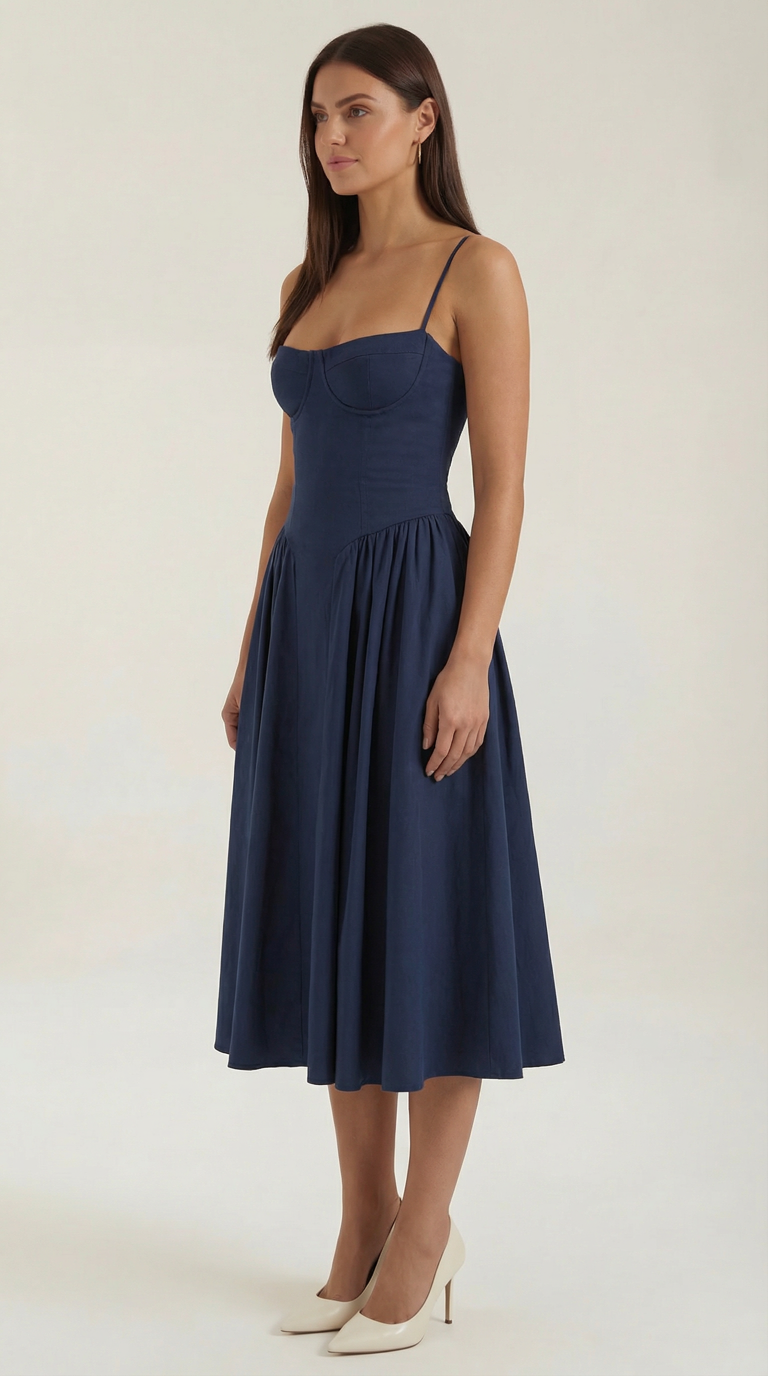 Isolde floral corset wedding guest midi dress - detail 3
